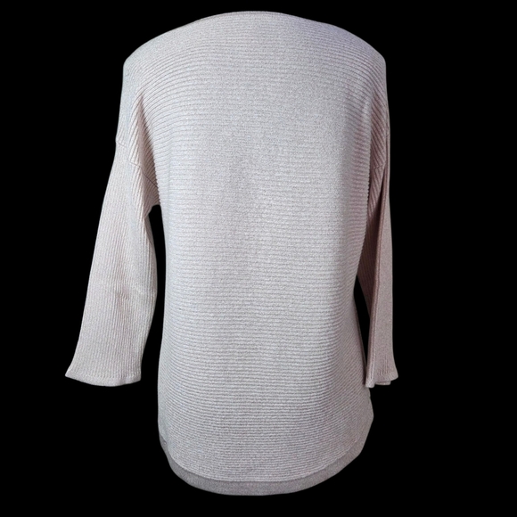 Chico's Light Pink Women's Crew Neck Sweater With Gold Shimmer Size 1 - Picture 3 of 5